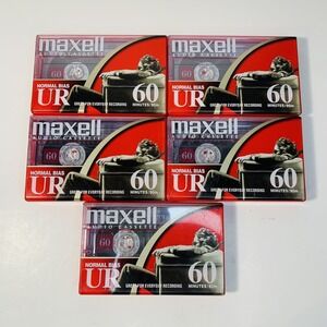 Maxell UR 60 Minute 5 Packs Blank Audio Cassette Tapes Normal Bias Type I